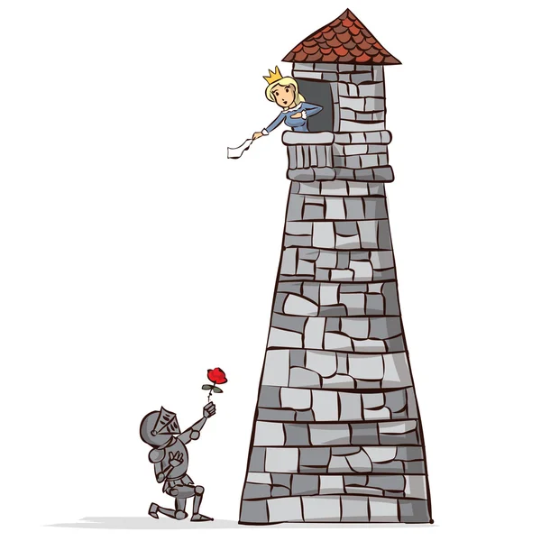 Kreslený Knight uloží princezna — Stockový vektor