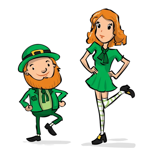 Irish couple dancing a jig — Stock Vector