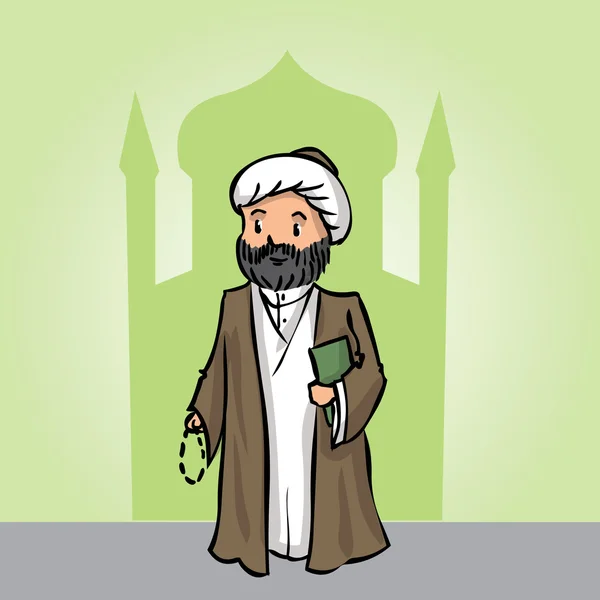 Sacerdote musulmán islámico. mullah — Vector de stock