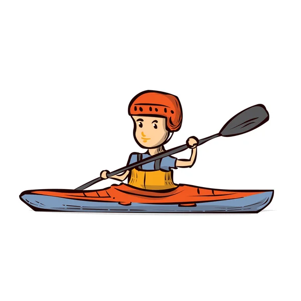 Un jeune homme en kayak . — Image vectorielle