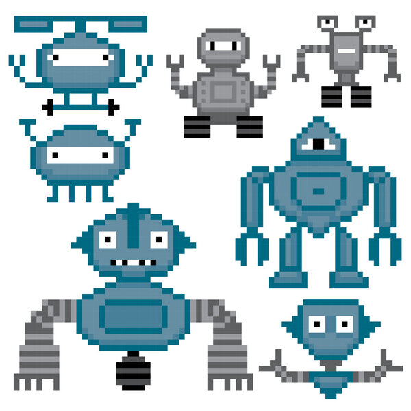 Мультфильм Роботы набор. Пиксельное искусство
.