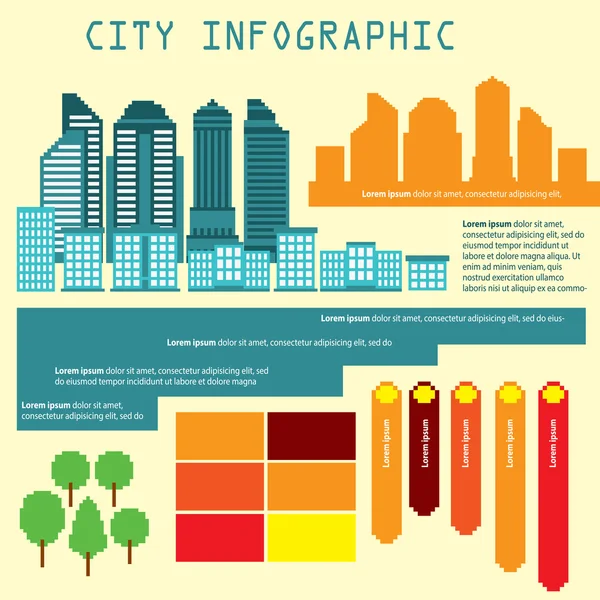 Pixel Stadt Infografik Set — Stockvektor