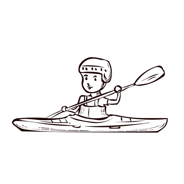 Un jeune homme en kayak . — Image vectorielle