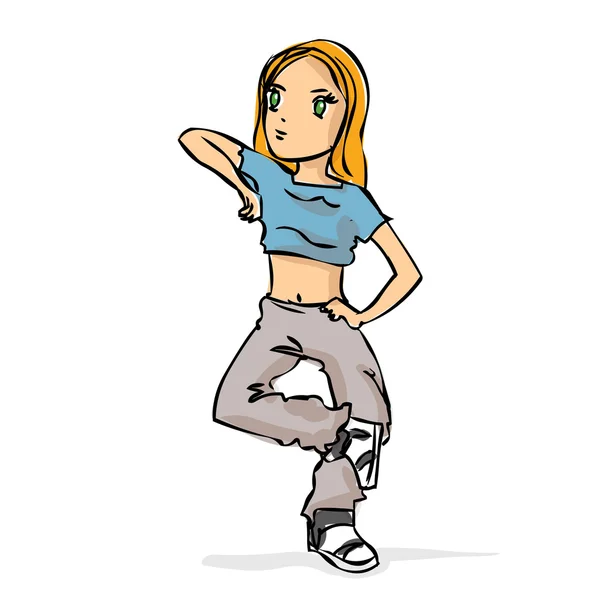 Cartoon jongeren fitness vrouw — Stockvector