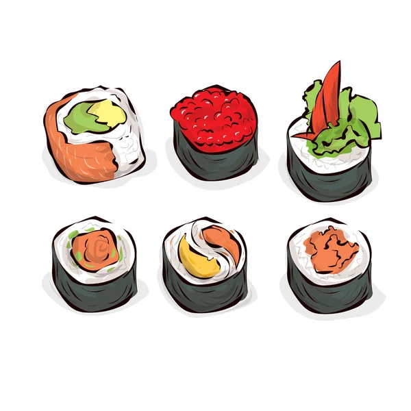 Traditionell japansk sushi set. — Stock vektor