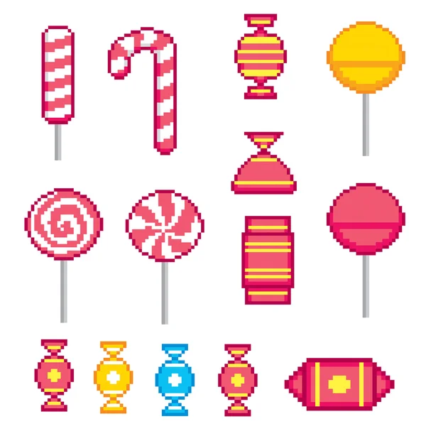 Conjunto de iconos de píxel dulce — Vector de stock