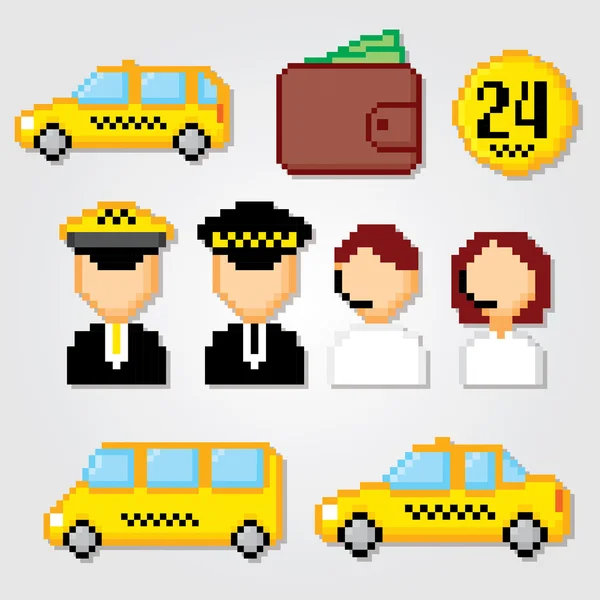 Taxi service set. Taxi icons. — Stock Vector