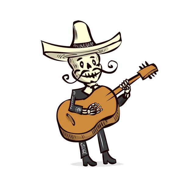 Esqueleto mariachi músico — Archivo Imágenes Vectoriales