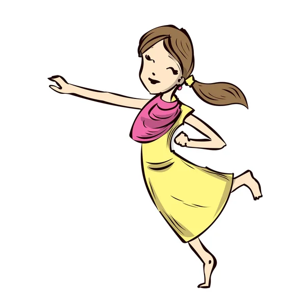 Chica bailando ilustración . — Vector de stock