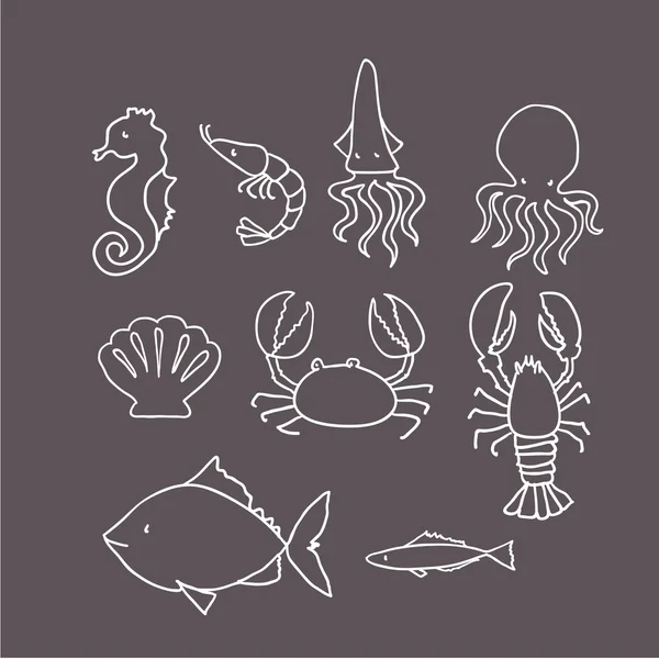 Hand drawn marine life set Royalty Free Stock Illustrations