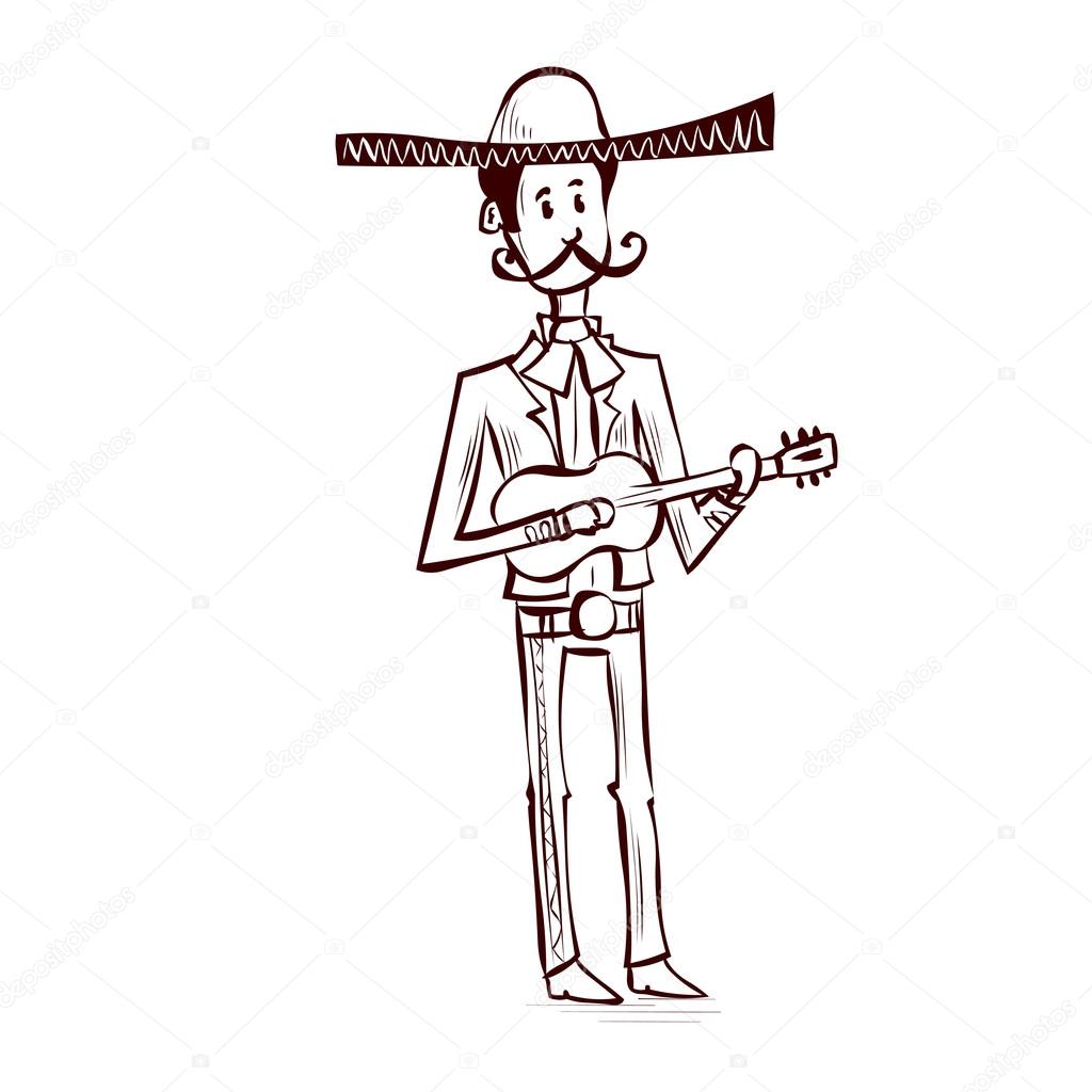 Mexican mariachi man playing on guitar. Stock Vector Image by ©dergriza ...
