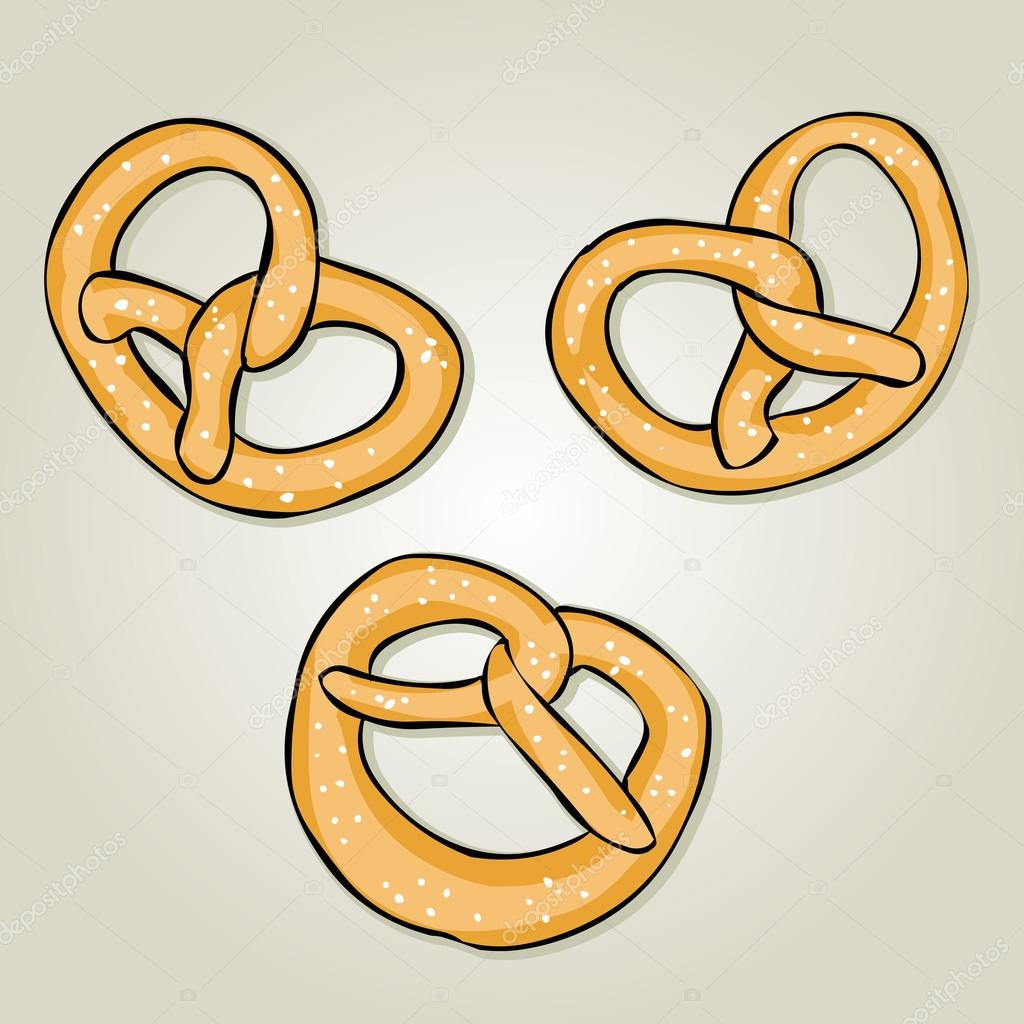 Hand drawn bavarian pretzels