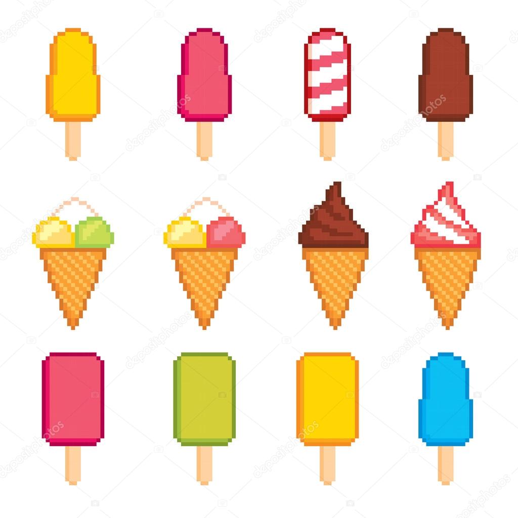 Ice Cream Pixel Art 8 Bit Icecream Vector Illustration Stock