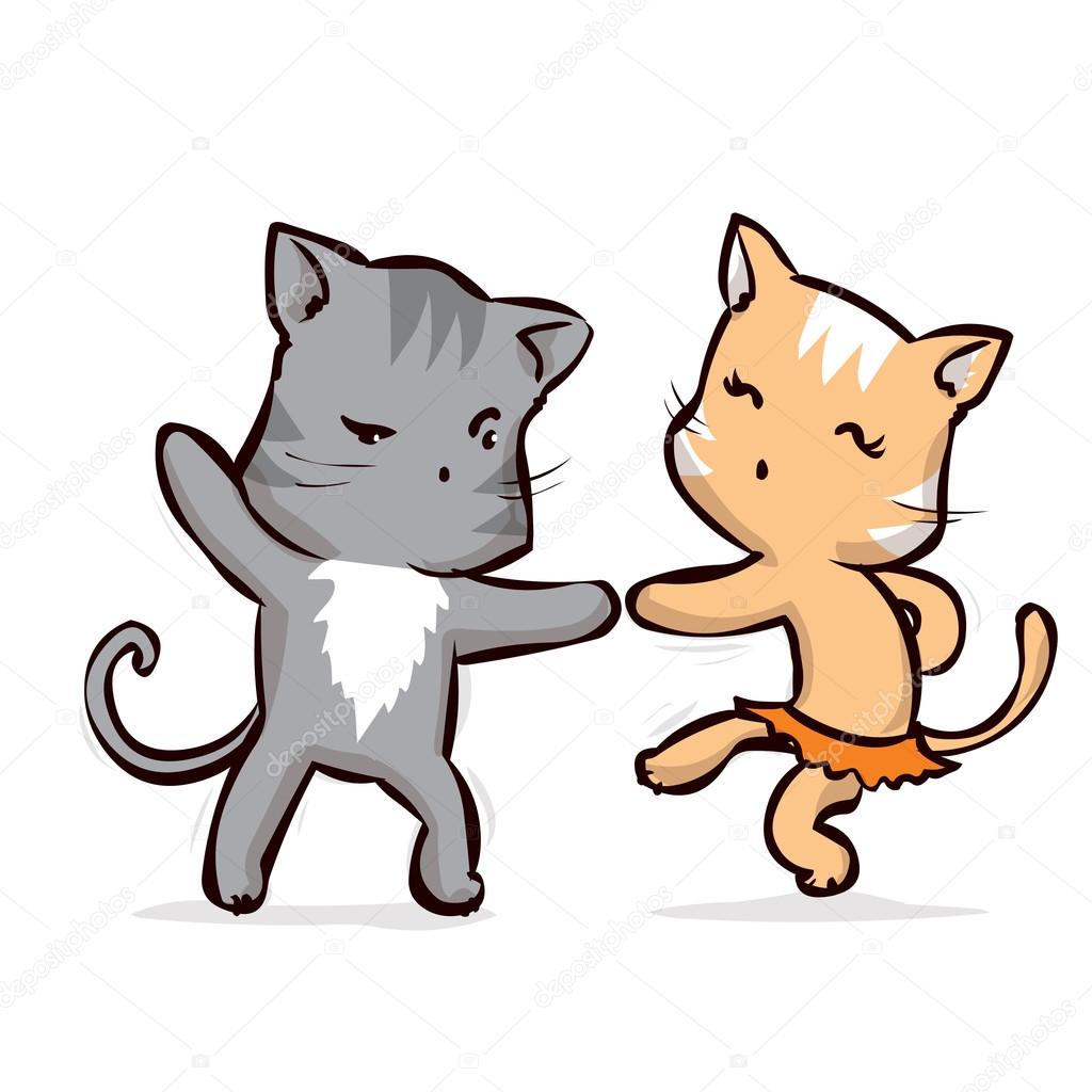 Cartoon Two dancing cats Stock Vector Image by ©dergriza #107834508