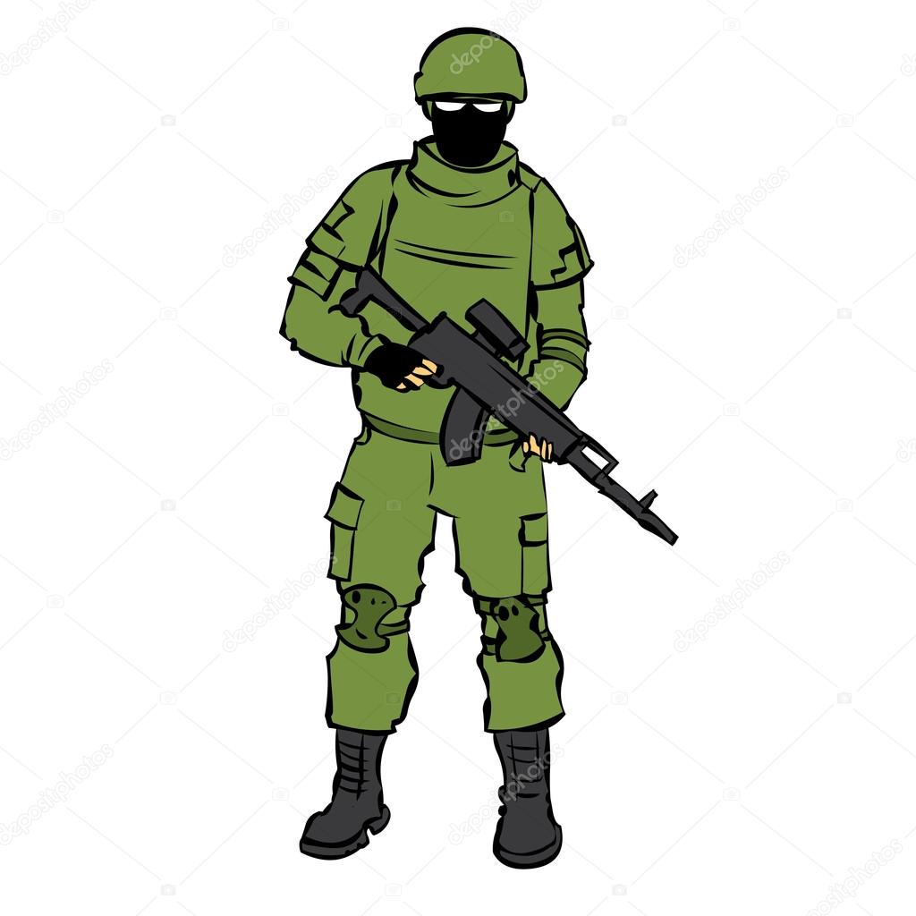 Russian soldier with modern equipment. — Stock Vector © dergriza 107835288