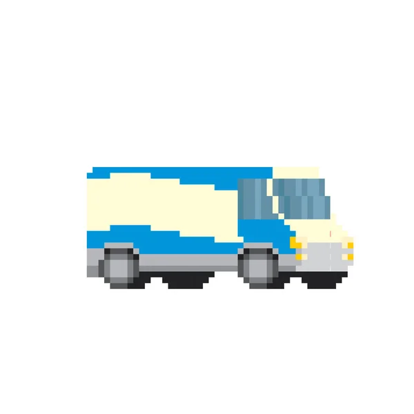 Carro Carrinha Comercial Arte Pixel Gráfico Computador Velha Escola Jogo — Vetor de Stock