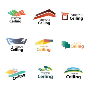 Tavan ve gerilmiş tavanlar için vektör logosu kavramı.