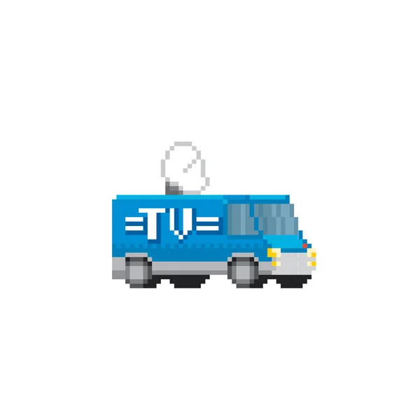 Crew Van Pixel Art Old School Computer Graphic Bit Video — Stock Vector