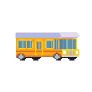 Kamp karavanı aile kamp gezisi. Araç, ulaşım ve yatacak yer, yolculuk karavanı. Piksel sanatı. Eski bilgisayar grafikleri. 8 bit video oyunu. Oyun varlıkları 8-bit perisi. 16-bit.