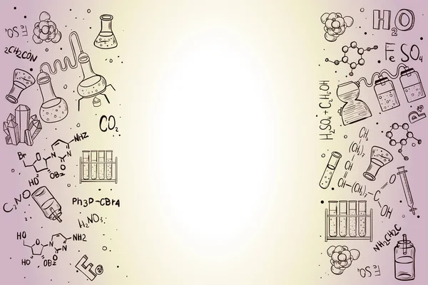 Ručně Kreslená Chemie Vědecké Zázemí Vektorová Ilustrace — Stockový vektor