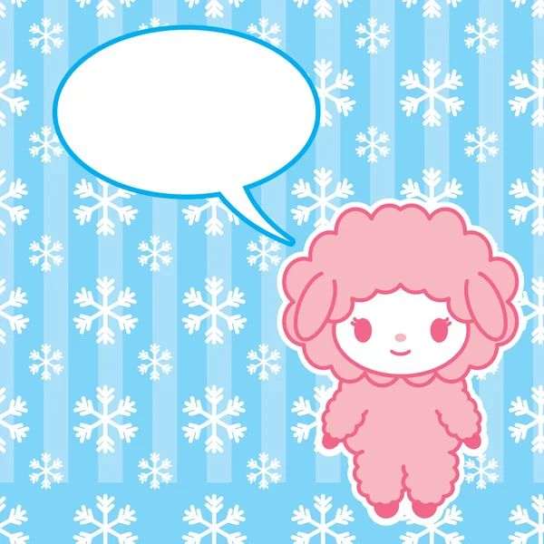 Cartão de Natal com Kawaii pequena ovelha bonito. símbolo do Ano Novo 2015. Estilo japonês . — Vetor de Stock