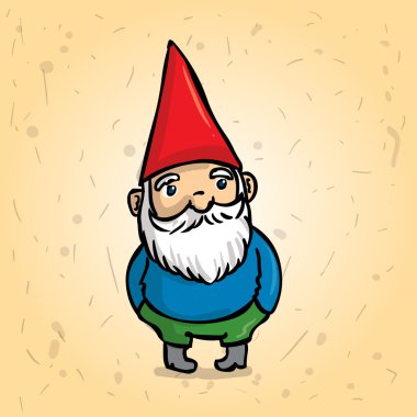 Hand drawn garden gnome. Hands in his pockets. Cartoon vector illustration.  clipart
