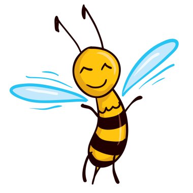 elle çizilmiş komik karikatür vektör arı