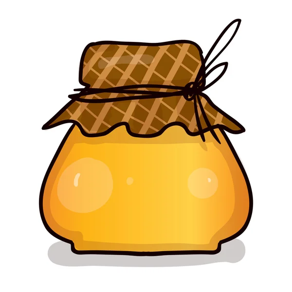 Pot de miel dessiné à la main isolé sur blanc — Image vectorielle