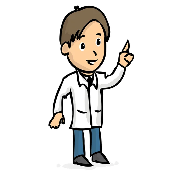 Médico masculino alegre desenhado à mão. Ilustração vetorial colorida . — Vetor de Stock