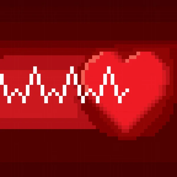 Pulso cardíaco pixel — Vetor de Stock