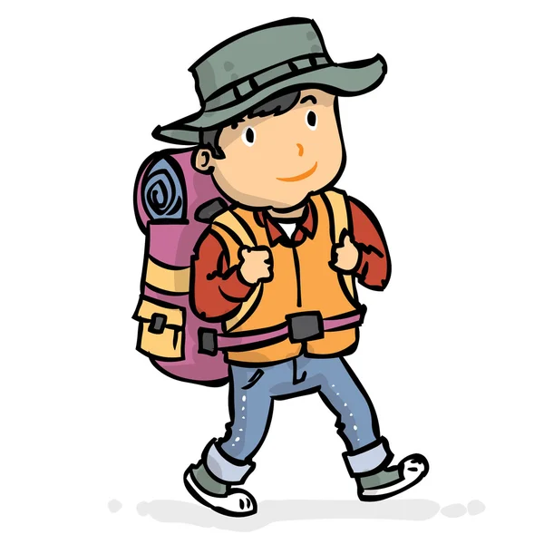 Voyageur avec sac à dos — Image vectorielle