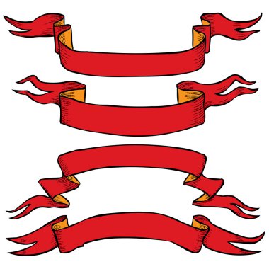 El kümesi vintage şerit afiş çizilmiş