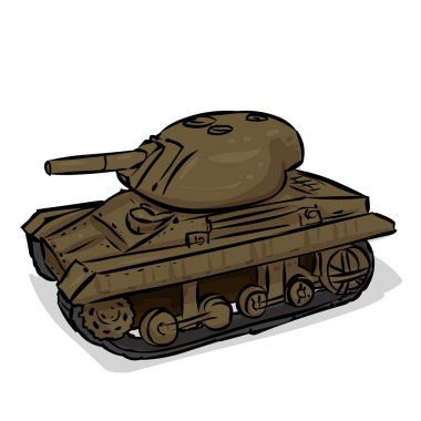2. Dünya Savaşı Amerikan hafif tank M22 Locust. Elle çizilmiş illüstrasyon.