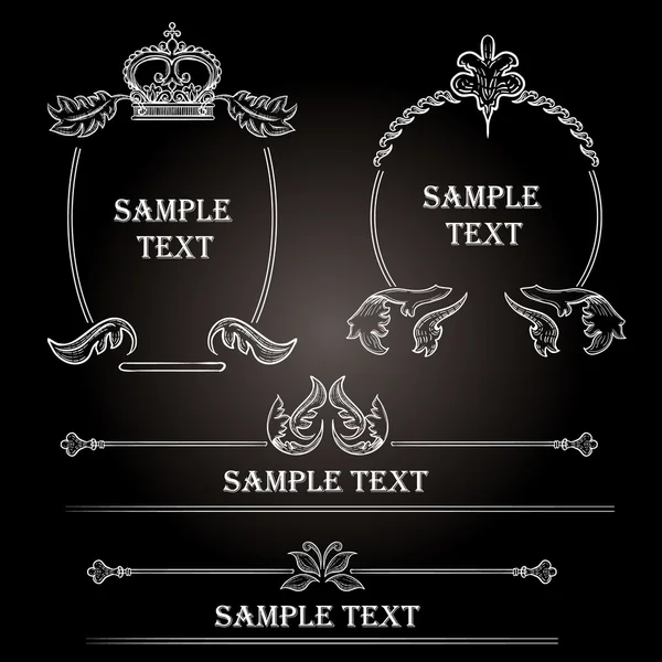 Molduras vintage desenhadas à mão e elementos de design — Vetor de Stock