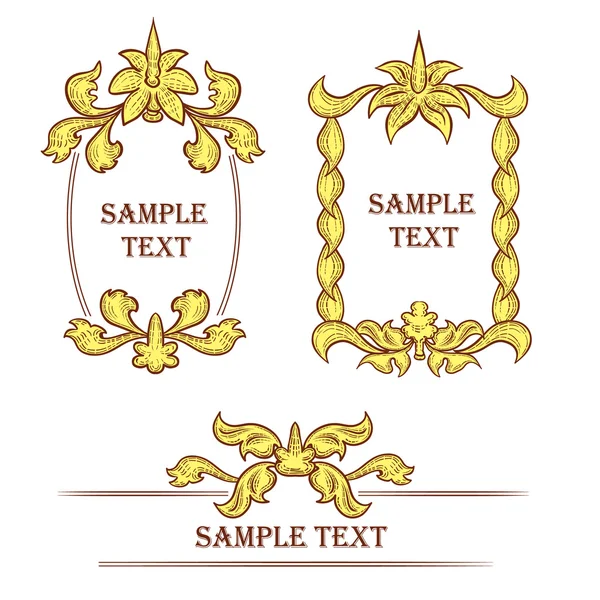 手绘复古框架和设计元素 — 图库矢量图片