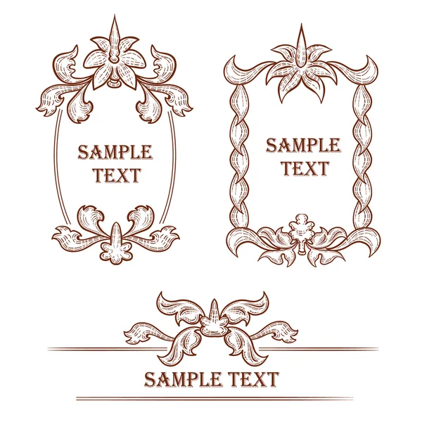 Hand drawn vintage frames and design elements — Stock Vector