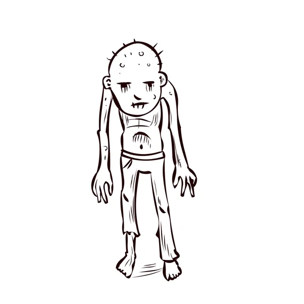 Kézzel rajzolt éhes félelmetes zombi. Rajzfilm vektoros illusztráció. — Stock Vector