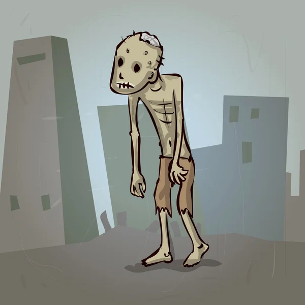 Zombie assustador com fome desenhado à mão. Desenhos animados ilustração vetorial . — Vetor de Stock
