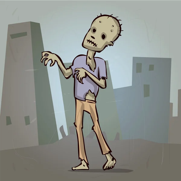 Zombie assustador com fome desenhado à mão. Desenhos animados ilustração vetorial . — Vetor de Stock