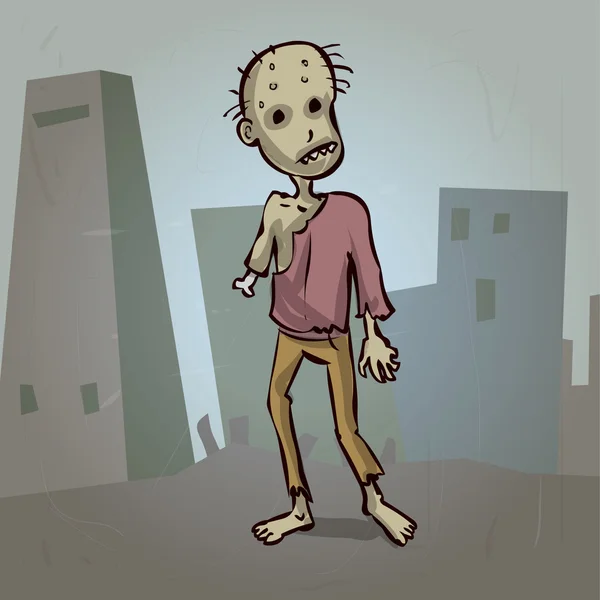 Zombie assustador com fome desenhado à mão. Desenhos animados ilustração vetorial . — Vetor de Stock