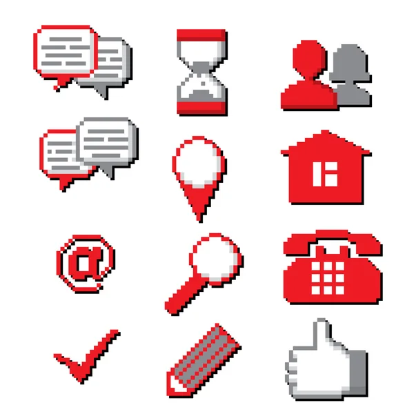 Pixel sociale media icon set. — Stockvector