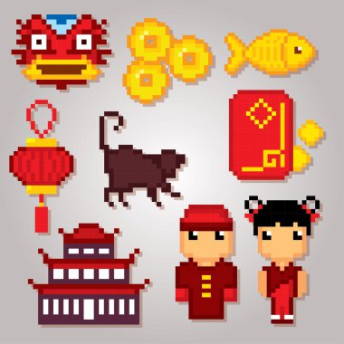 Çin Kültür sembolleri Icons set 