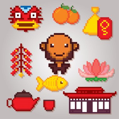 Çin Kültür sembolleri Icons set 