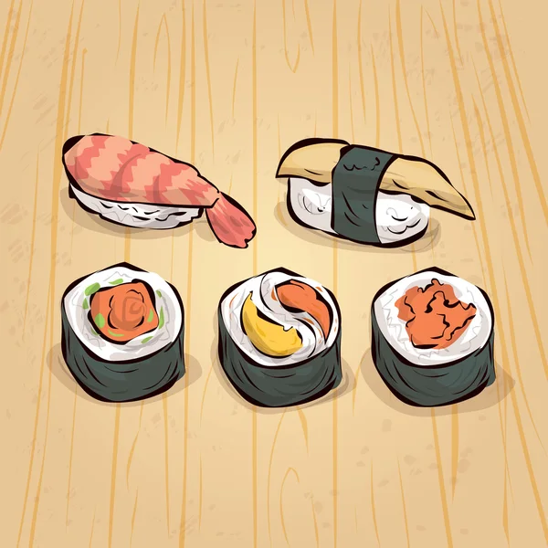 Comida rápida tradicional japonesa . — Vector de stock