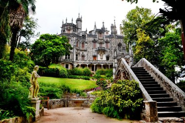 Picturesque landscape portugal. Palace Quinta da Regaleira in Sintra clipart