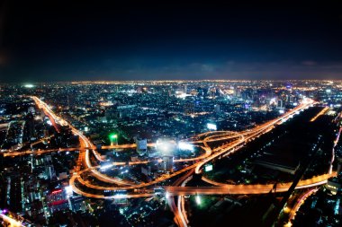 Otoyol Merkezi Bangkok gece, Tayland havadan görünümü