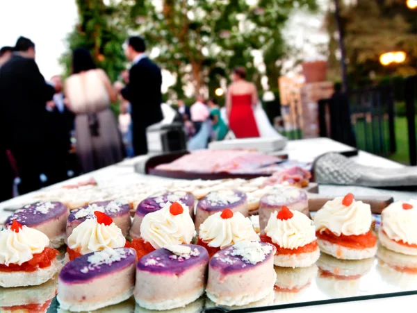 Outdoor catering. Food events and celebrations. Company Parties. Canapes — Stock Photo, Image