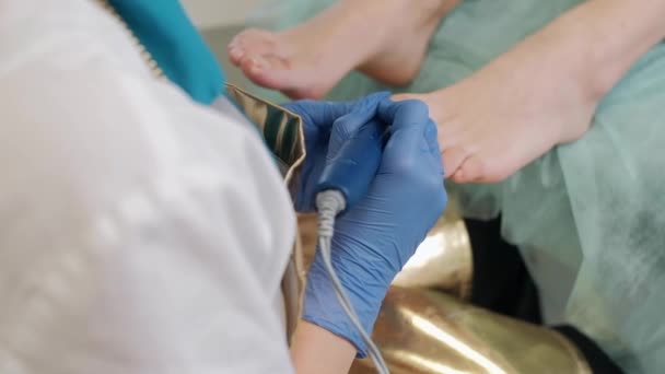 Matériel Pédicure Médicale Avec Appareil Forage Limes Ongles Patient Sous — Video