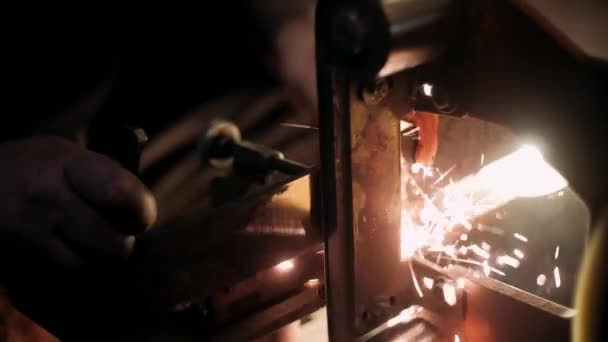 Grinding Metal Machine Blacksmithing Craft — Stock Video
