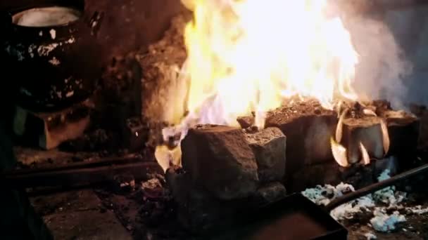 Forger Dans Une Flamme Feu Artisanat Forgeron — Video